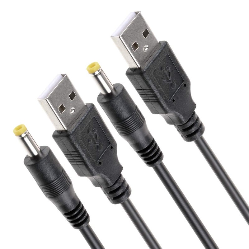 TENINYU USB 2.0 A Male to DC 4.0x1.7mm 5 Volt 24AWG DC Barrel Jack Power Cable 3FT (Max 2.5 Ampere Power Cable, Center PIN Positive), 2Pack - Image 1